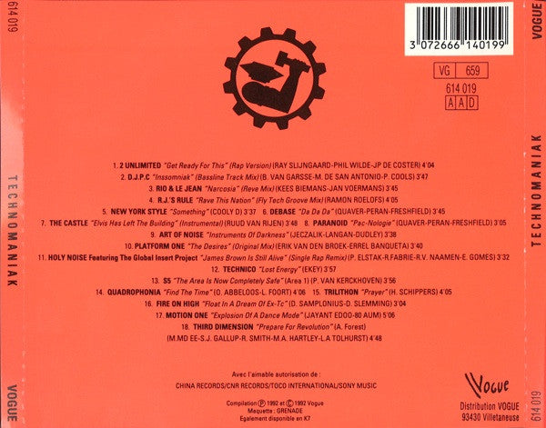 Various : Technomaniak - 100% "Rave Music" (CD, Comp)