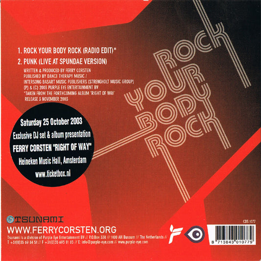 Ferry Corsten : Rock Your Body, Rock (CD, Single)