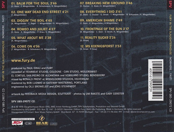 Fury In The Slaughterhouse : Nowhere... Fast! (HDCD, Album)