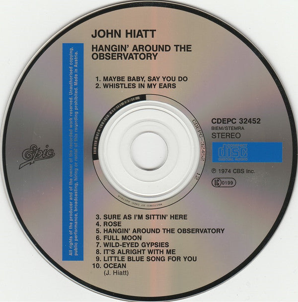 John Hiatt : Hangin' Around The Observatory (CD, Album, RE)