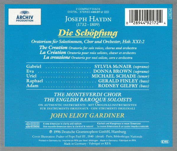 Joseph Haydn : The Monteverdi Choir, The English Baroque Soloists / John Eliot Gardiner : The Creation • Die Schöpfung (2xCD, Album)