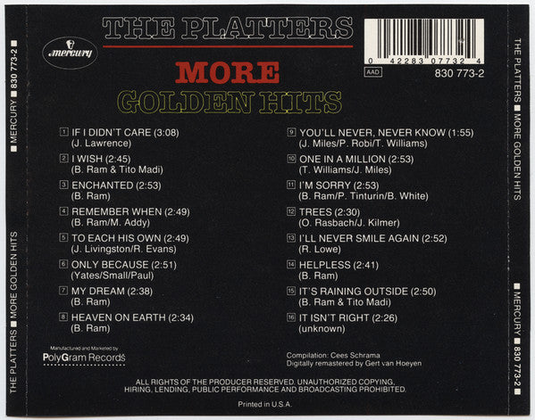 The Platters : More Golden Hits (CD, Comp, RE, RM)