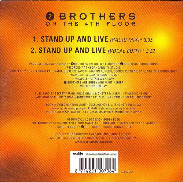 2 Brothers On The 4th Floor : Stand Up And Live (CD, Single)