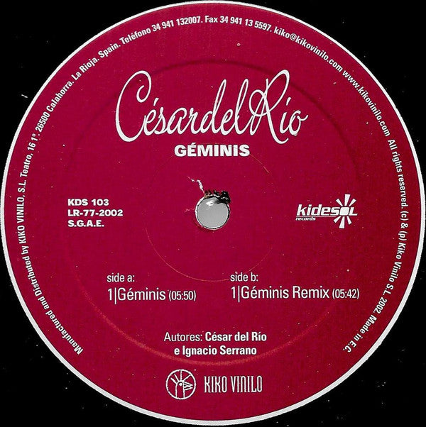 César Del Rio : Géminis (12")