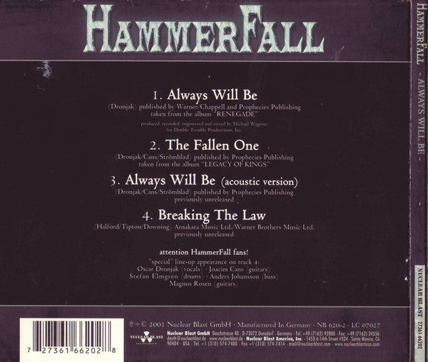 HammerFall : Always Will Be (Minimax, Dig)