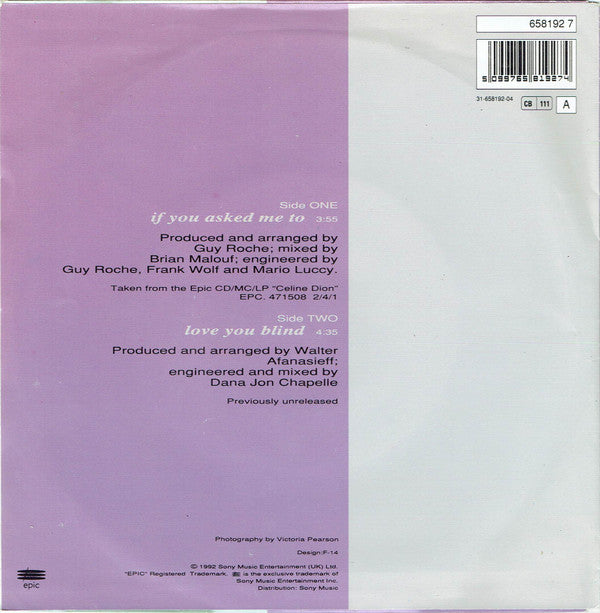 Céline Dion : If You Asked Me To (7", Single)