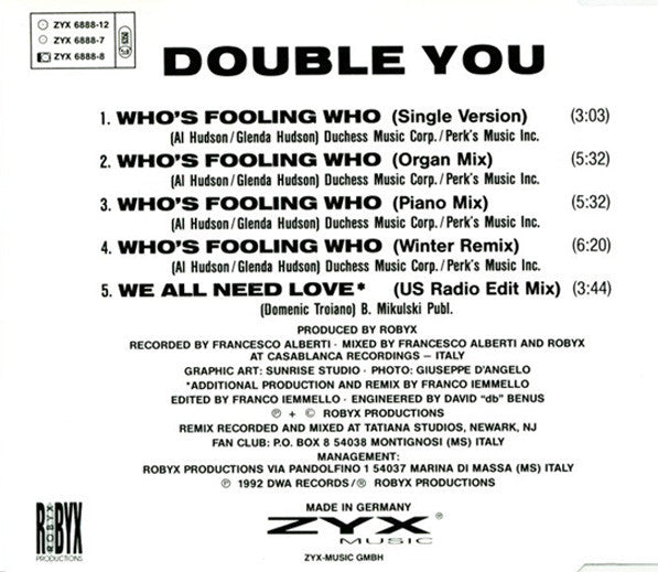 Double You : Who's Fooling Who (CD, Maxi)