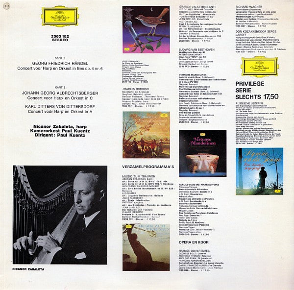Georg Friedrich Händel, Johann Georg Albrechtsberger, Carl Ditters Von Dittersdorf - Nicanor Zabaleta, Orchestre De Chambre Paul Kuentz : Virtuoze Harpconcerten (LP)