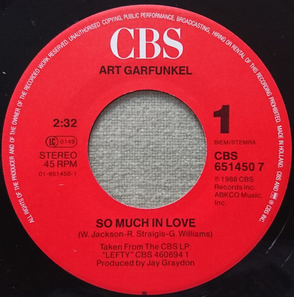 Art Garfunkel : So Much In Love (7", Single)