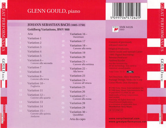 Johann Sebastian Bach, Glenn Gould : Goldberg Variations (1981 Digital Recording) (CD, Album, RE)