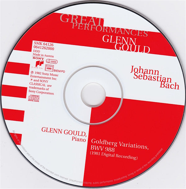 Johann Sebastian Bach, Glenn Gould : Goldberg Variations (1981 Digital Recording) (CD, Album, RE)