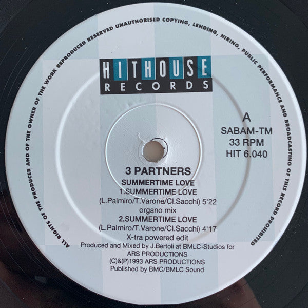 3 Partners : Summertime Love (12")