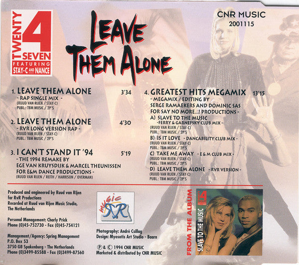 Twenty 4 Seven Featuring Stay-C And Nance : Leave Them Alone (CD, Maxi)