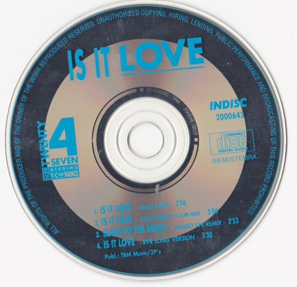 Twenty 4 Seven Featuring Stay-C And Nance : Is It Love (CD, Maxi)