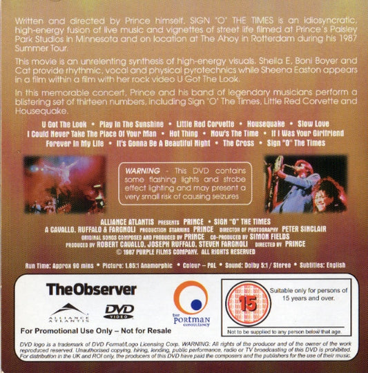 Prince : Sign "O" The Times (DVD-V, Promo, RE, PAL)