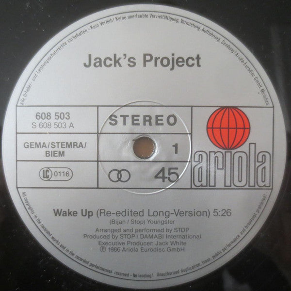 Jack's Project Performed By Stop : Wake Up (12", Maxi)