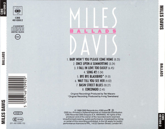 Miles Davis : Ballads (CD, Comp, RE, RM, RP)