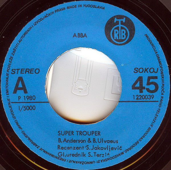 ABBA : Super Trouper / The Piper (7", Single)