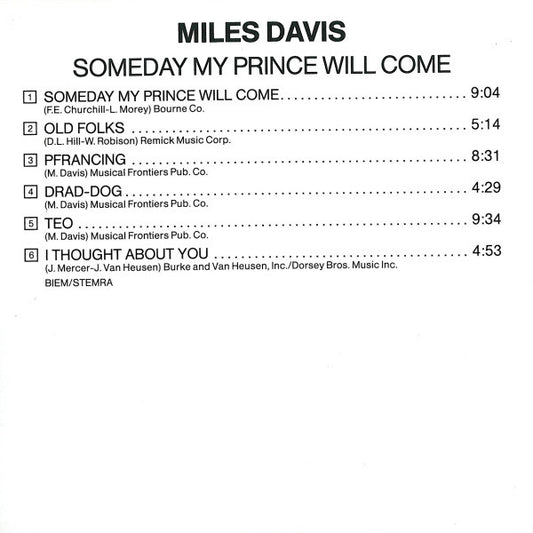Miles Davis : Someday My Prince Will Come (CD, Album, RE, RM)