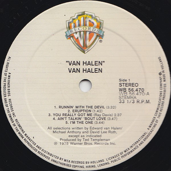 Van Halen : Van Halen (LP, Album, RE)