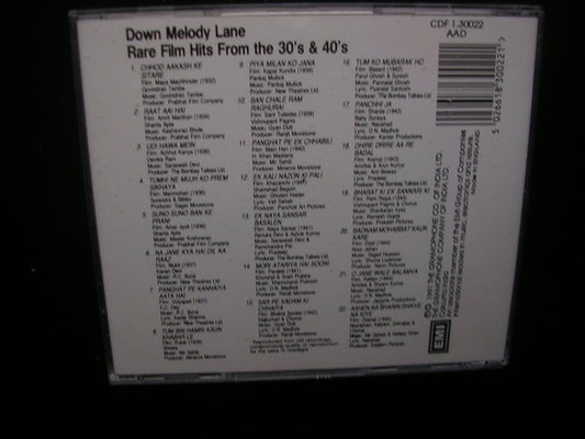Various : Down Memory Lane - Rare Film Hits from the 30's & 40's (CD, Album, Comp)