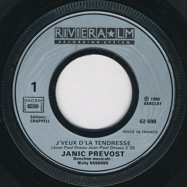 Janic Prévost : J'Veux D'La Tendresse (7", Single)