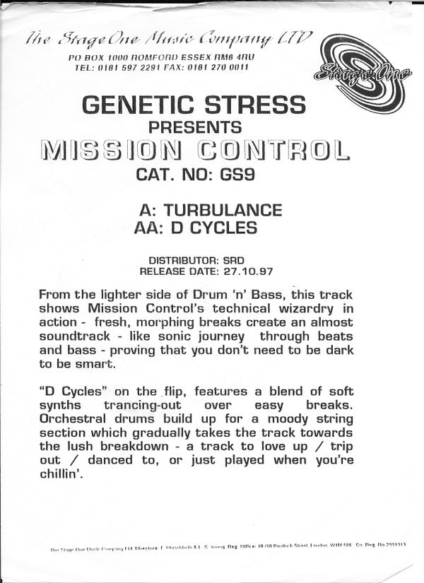Mission Control (3) : Turbulance / D Cycles (12")