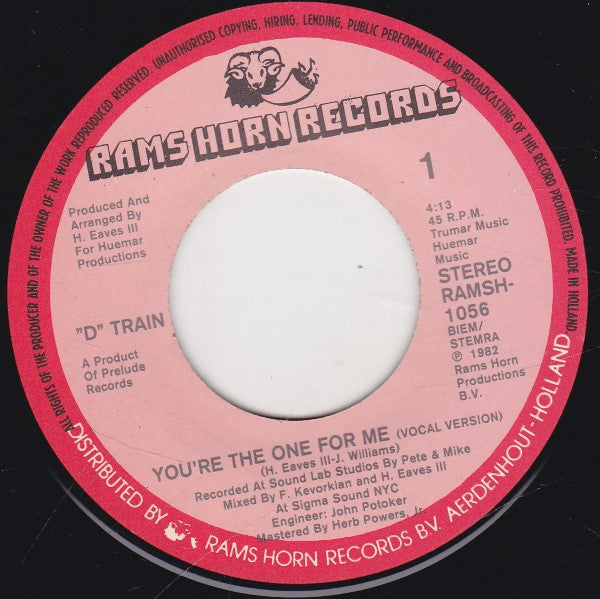 D-Train : You're The One For Me (7", Single)