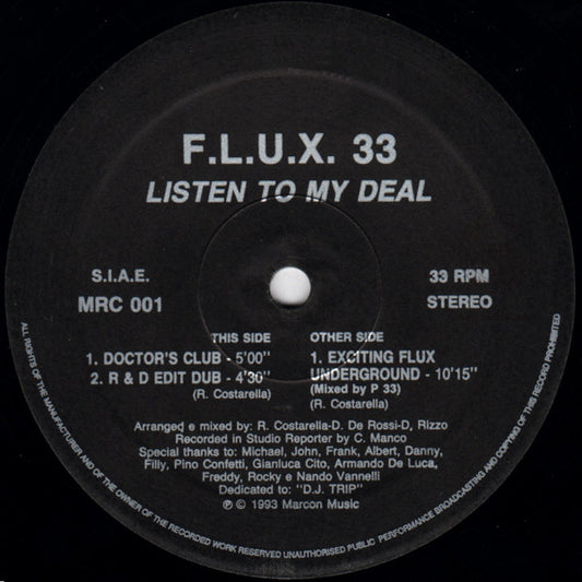 F/L/U/X 33 : Listen To My Deal (12")