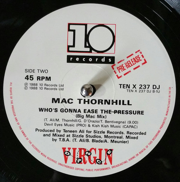 Mac Thornhill : It's A Cruel World / Who's Gonna Ease The Pressure (12", Pre)