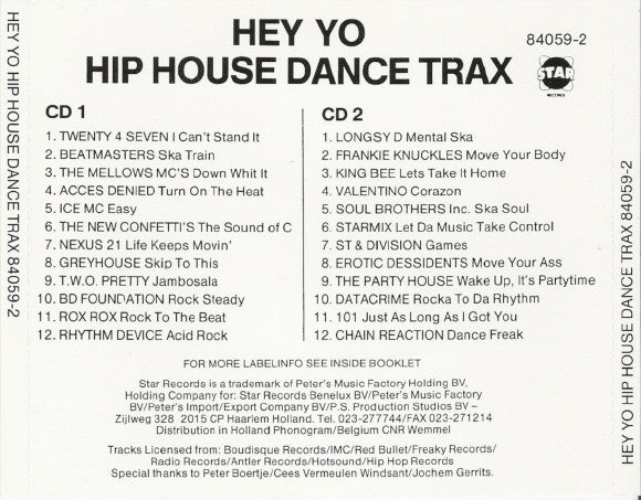Various : Hey Yo! Hip House Dance Trax (2xCD, Comp)