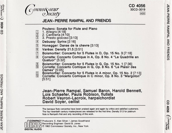 Jean-Pierre Rampal, Samuel Baron, Harold Bennett, Lois Schaefer, Paula Robison, Robert Veyron-Lacroix, David Soyer : Jean-Pierre Rampal And Friends (CD)