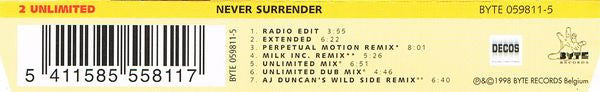 2 Unlimited : Never Surrender (CD, Maxi)