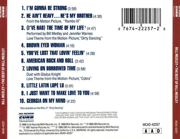 Bill Medley : The Best Of Bill Medley (CD, Comp)