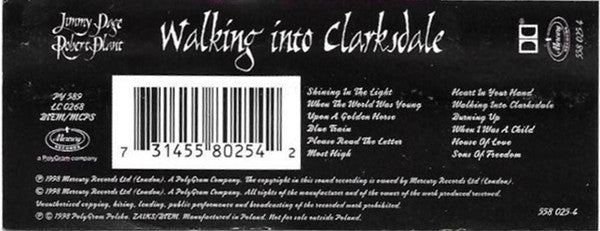 Jimmy Page & Robert Plant : Walking Into Clarksdale (Cass, Album)