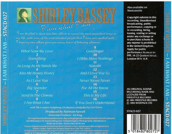 Shirley Bassey With London Symphony Orchestra Conducted By Carl Davis (5) : I Am What I Am (CD, Album)