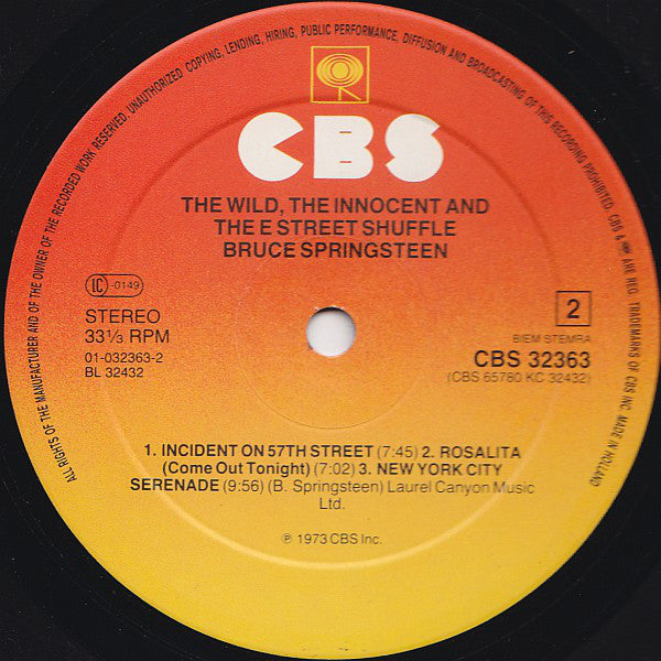 Bruce Springsteen : The Wild, The Innocent & The E Street Shuffle (LP, Album, RE)