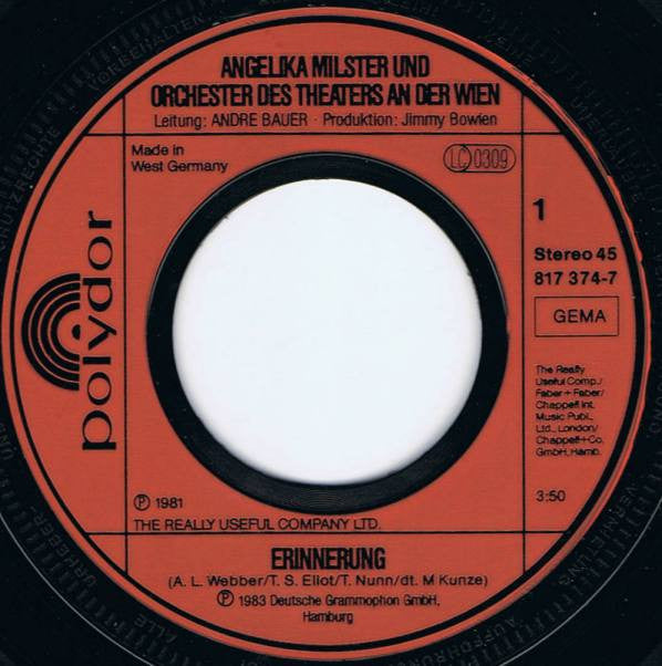 Angelika Milster : Erinnerung (7", Single)