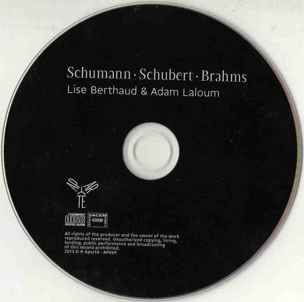 Robert Schumann, Franz Schubert, Johannes Brahms, Lise Berthaud & Adam Laloum : Schumann, Schubert, Brahms (CD, Album)