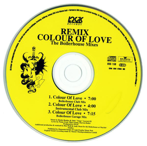 Snap! : Colour Of Love (Remix) (The Boilerhouse Mixes) (CD, Maxi)
