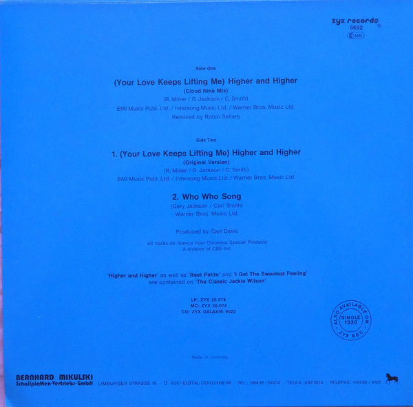 Jackie Wilson : (Your Love Keeps Lifting Me) Higher And Higher (12", Maxi)