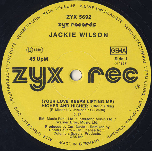 Jackie Wilson : (Your Love Keeps Lifting Me) Higher And Higher (12", Maxi)