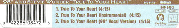 98 Degrees And Stevie Wonder : True To Your Heart (CD, Maxi)