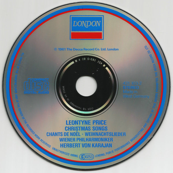 Leontyne Price, Herbert von Karajan, Wiener Philharmoniker : Christmas Songs = Chants de Noël = Weihnachtslieder (CD, Album, RE)