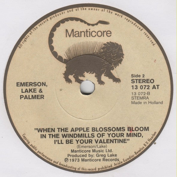 Emerson, Lake & Palmer : Jerusalem (7")