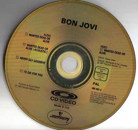 Bon Jovi : Wanted Dead Or Alive (CDV, 5", Single, PAL)