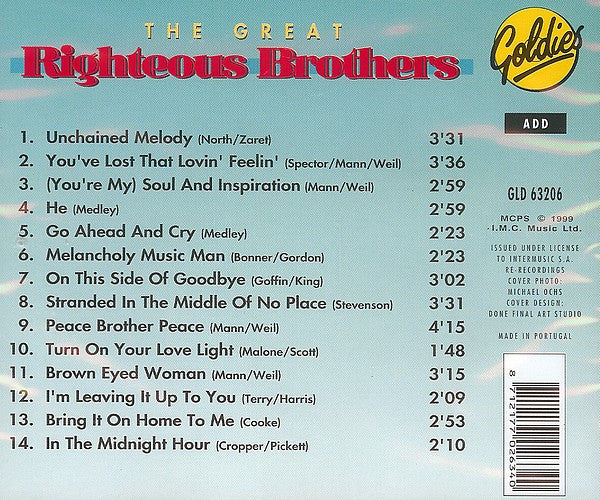 The Righteous Brothers : The Great Righteous Brothers (CD, Comp)
