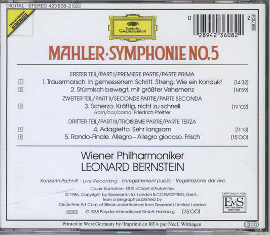 Gustav Mahler, Wiener Philharmoniker, Leonard Bernstein : Symphonie No.5 (CD, Album)