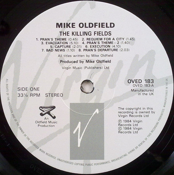 Mike Oldfield : The Killing Fields Original Film Soundtrack (LP, Album, RE)