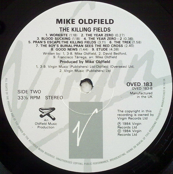 Mike Oldfield : The Killing Fields Original Film Soundtrack (LP, Album, RE)